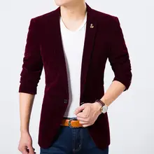 Mens velvet fashion blazer wine red light blue coffee color slim fit lapel pin new 2014 autumn winter coat Free shipping