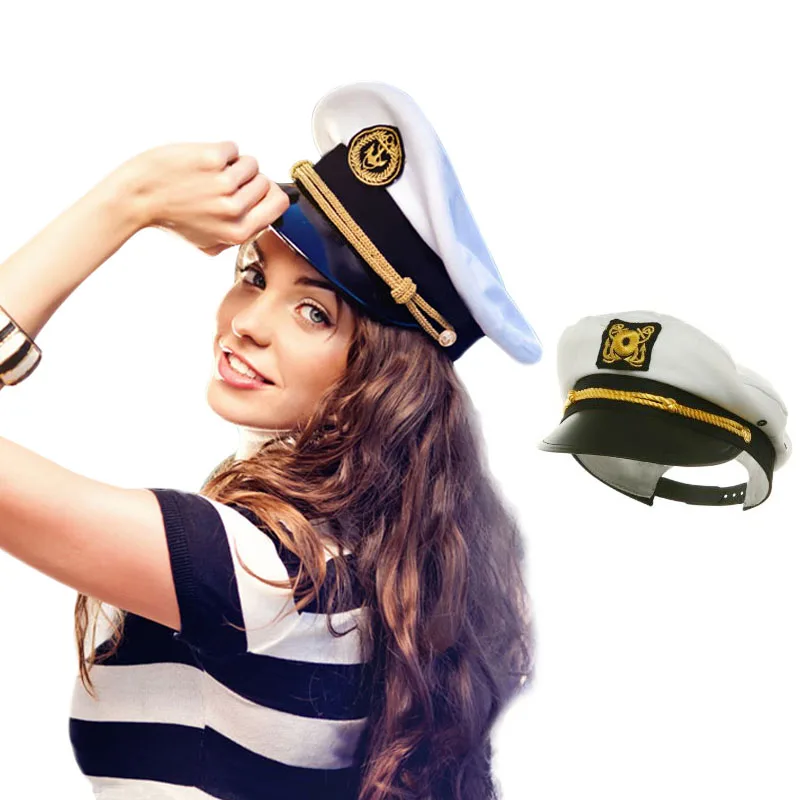 Fancy cosplay hat accessories military hats white captain sailor hat navy marine