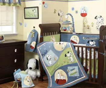 Snoopy Boy Baby Active Print Plus Embroidered Cartoon Pattern Crib