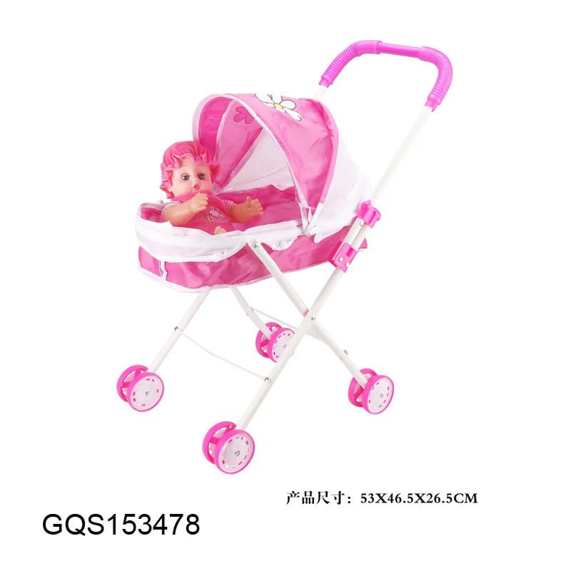 Boneka Fashion Dorong Mainan Bayi Boneka Stroller Berpura-pura Bermain Kereta Dorong Bayi Mainan Boneka