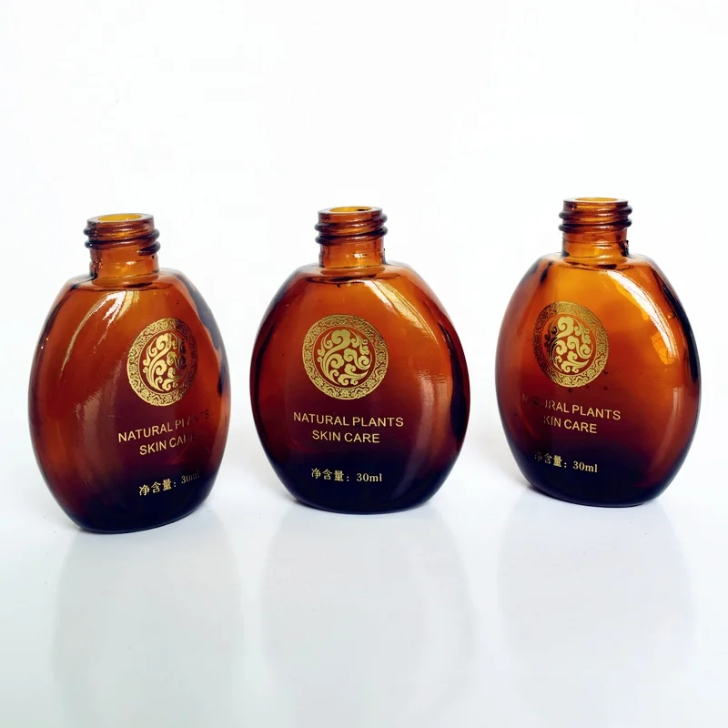 Wholesale Beautiful New 1oz Flat Amber Glass Bottle With ...