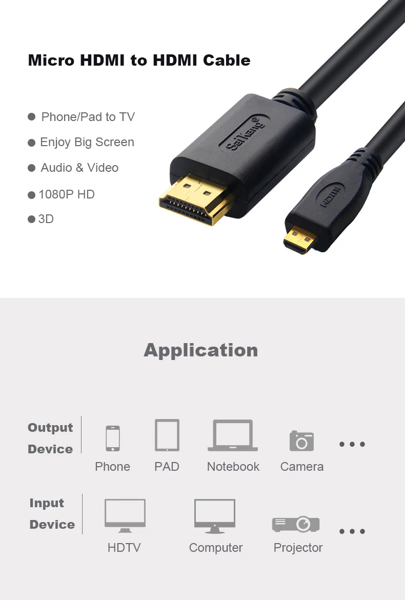 Saikang High Speed Long Rohs Hdtv 2m 3m 5m 10m 20m 4k Micro Mini Hdmi