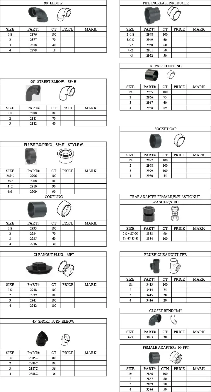 Jiangyin Upc Plumbing With Astm Standard Abs Pipe Fitting 4 Inch 1/4