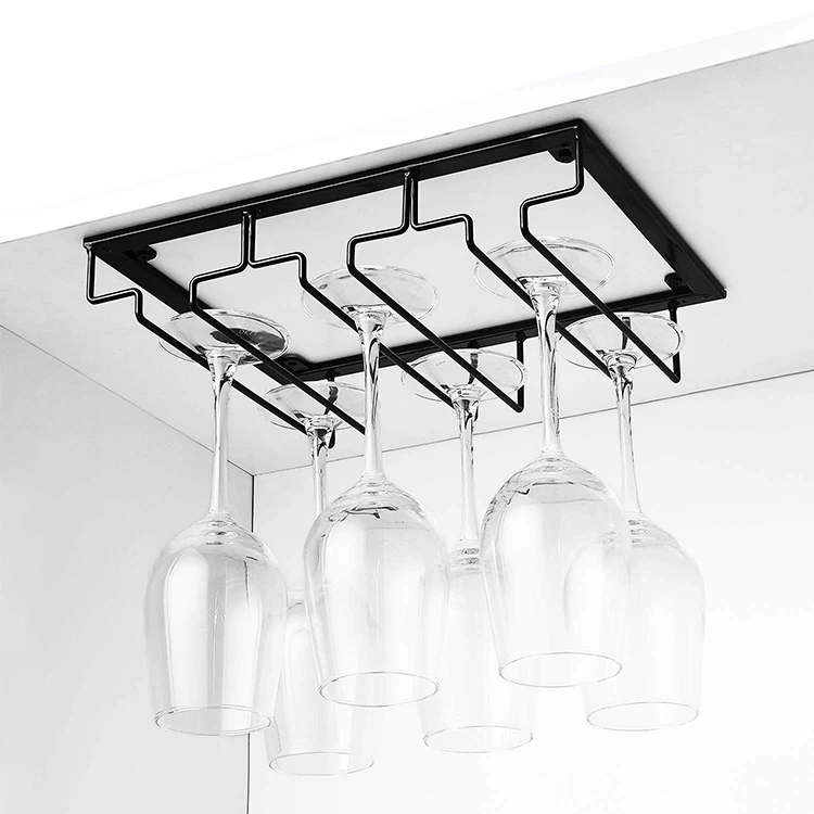 Wall Mount Metal Hanging Kitchen Drinking Glass Holder Wine