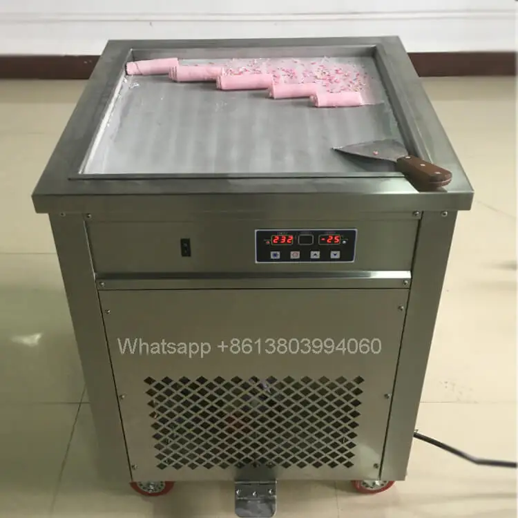 Stainless Steel 110v Single Square Cold Plate Fried Ice Cream Roll