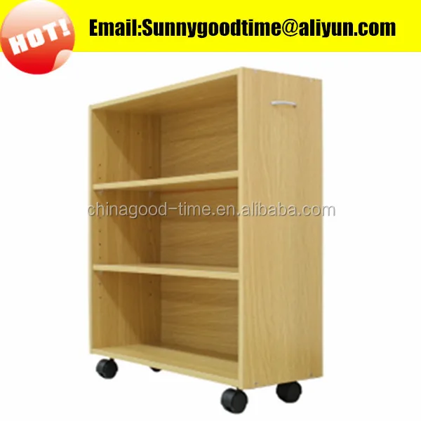Cheap Wooden Movable Bookshelf With Wheels Buy Bookshelf With