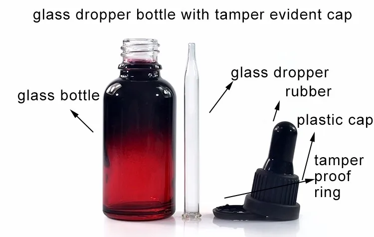 5ml 10ml 15ml 20ml 30ml 50ml 60ml 100ml Gradient Blue Red Green Glass Dropper Bottle With Tamper ...