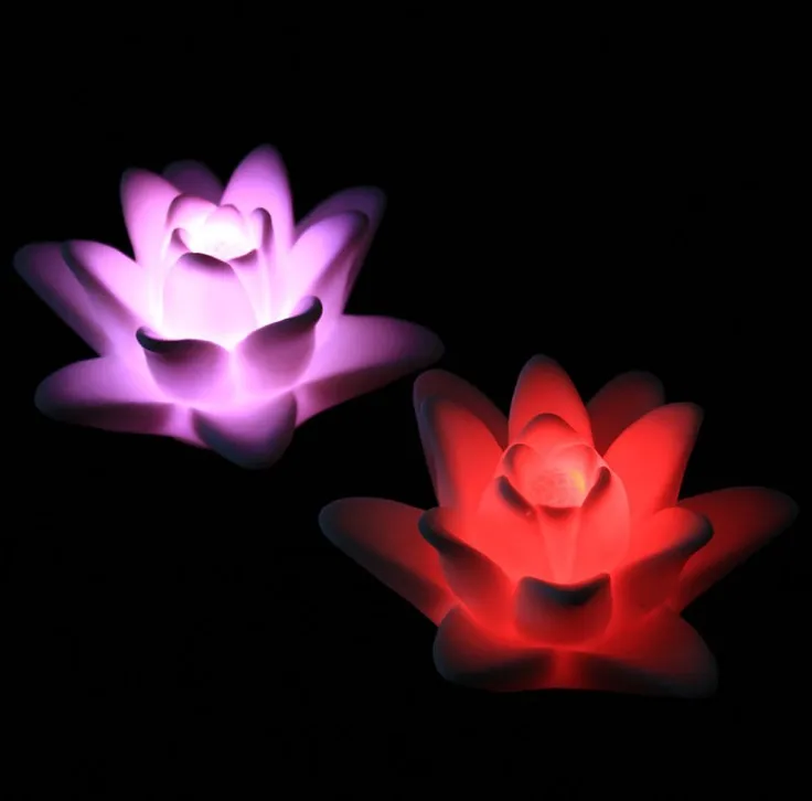Color Changing Led Floating Lily Mood Night Light /water Activated Led