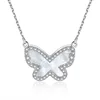 2019 Latest Designs Crystal shell 925 Sterling Silver Butterfly Pendant Necklace