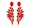 Long Earrings Black Earrings for Women Female Red Crystal Dangle Earrings Fashion Accessories