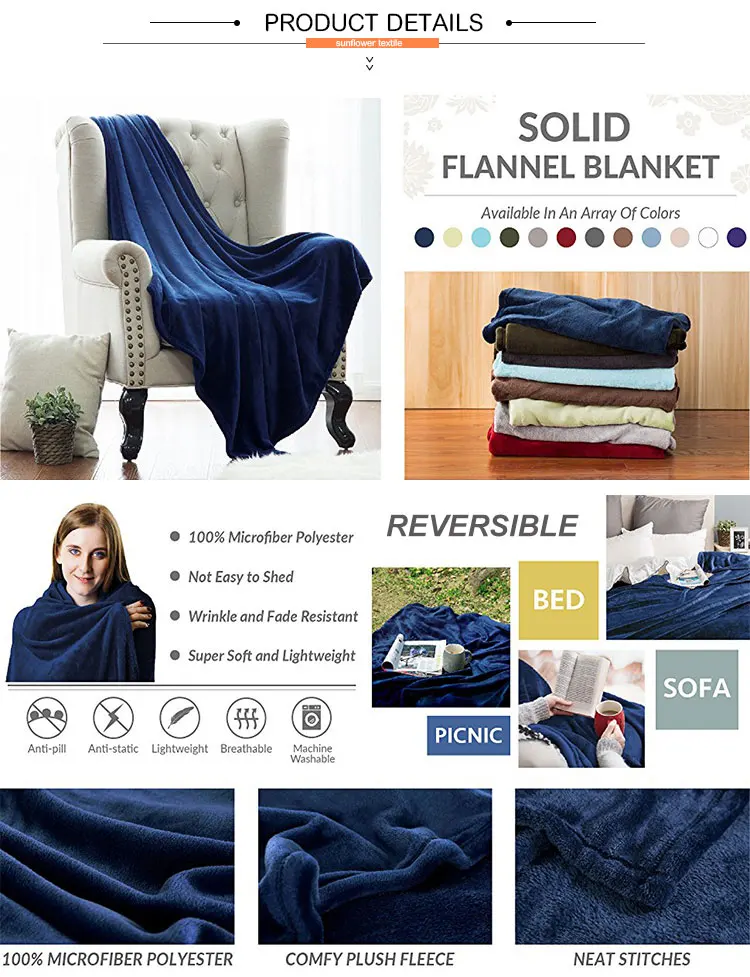 Fleece Blanket Queen Size Grey Lightweight Super Soft Cozy Luxury Bed