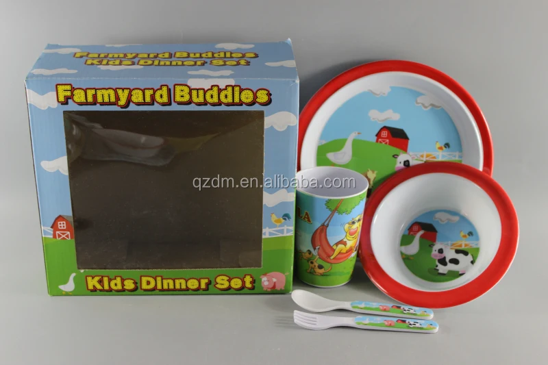 5PCS Melamine Kids Set , Children Plastic Tableware