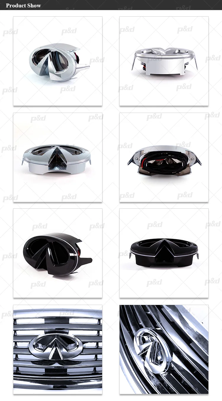 Black Chromed Badge Front Grille Emblem Car Led Logo Light For Infiniti