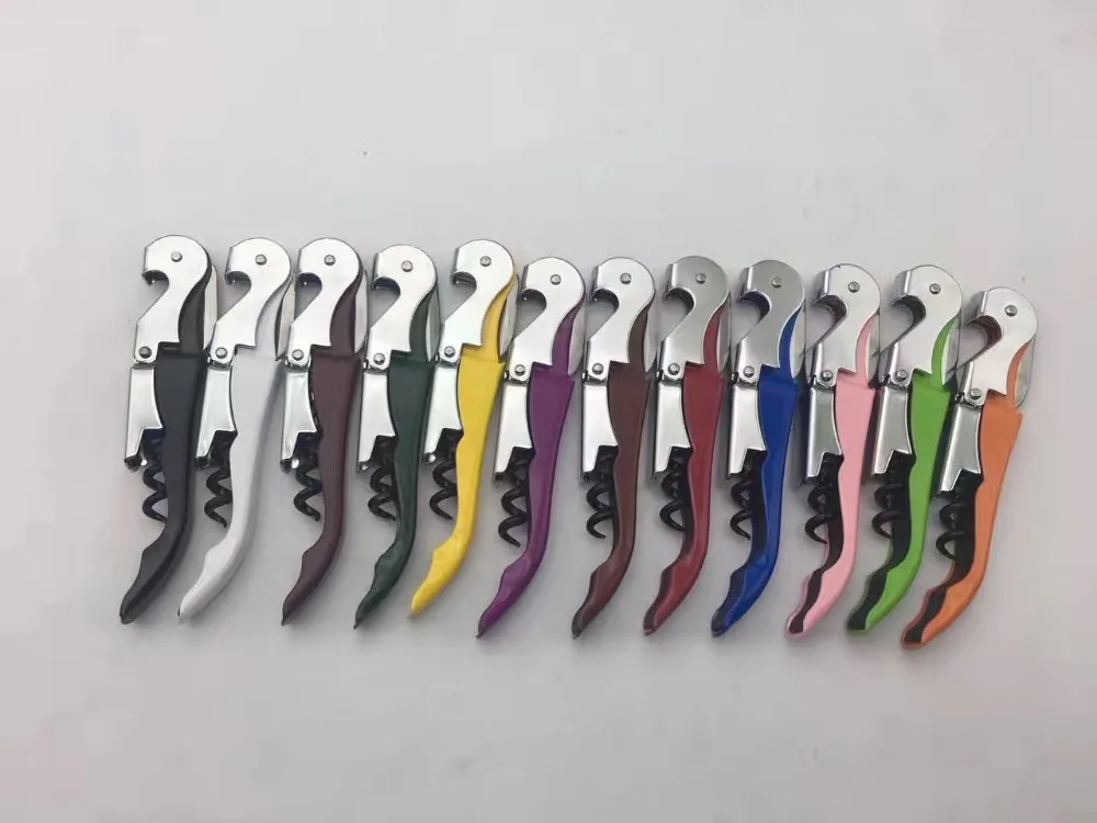 Stainless Plastic Wine Screw Corkscrew Opener Professional Double Hinge