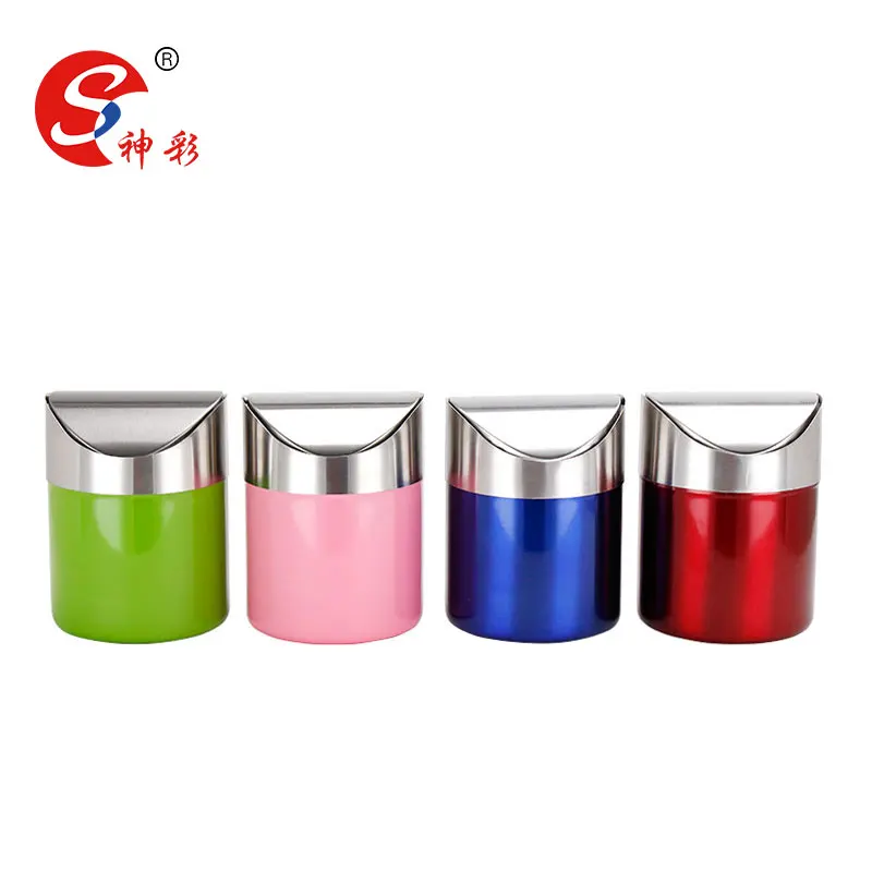 Stainless steel pintar meja kantor dustbin sampah ukuran kecil