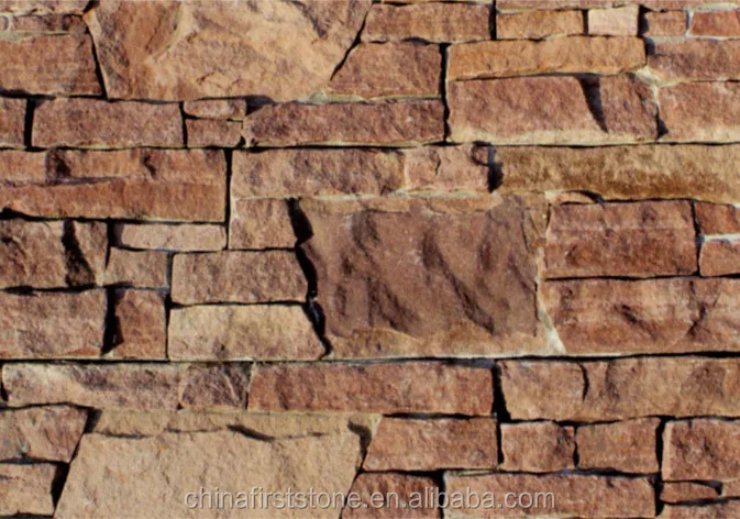 Interlocking Yellow Limestone panel based concrete  outdoor stone wall tile for hotel