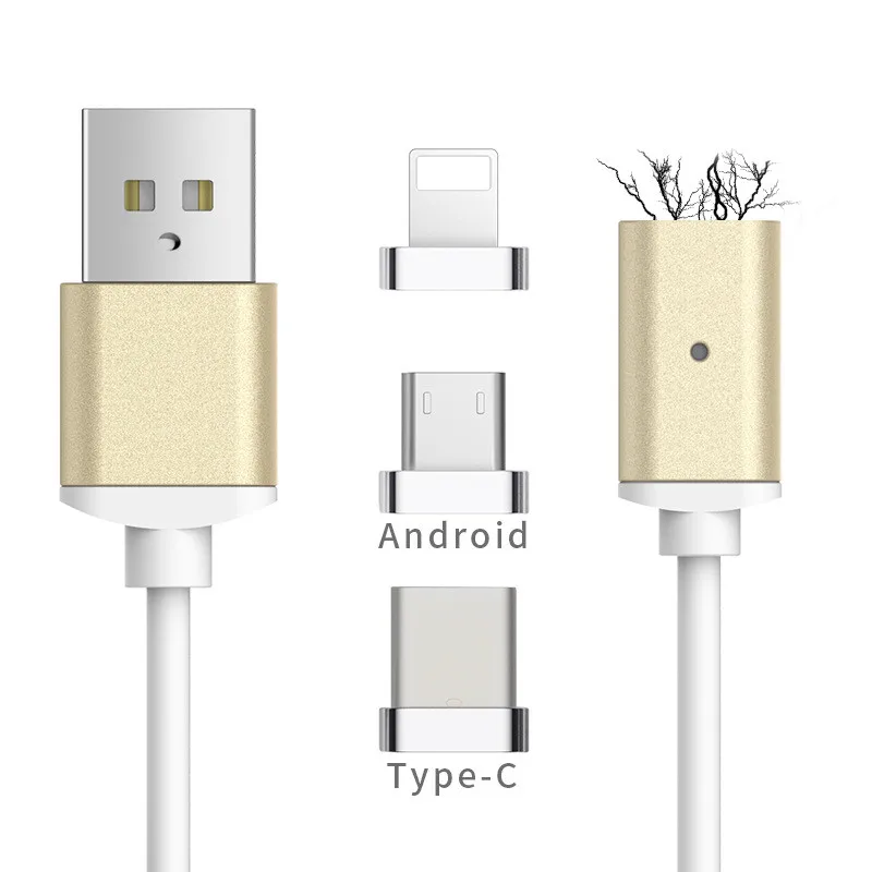 Hot-selling Braided Design USB Cable 3 In 1 Magnetic Connectors USB Data Cable For Mobile Phone