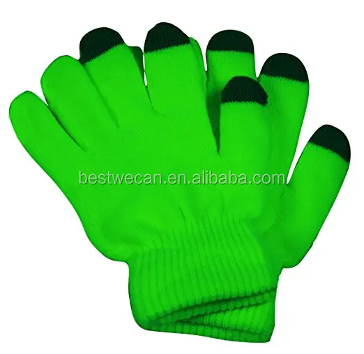 Children Neon Wrist Warmer Thermal Fluorescent Winter Warm Stretch Glo Gloves