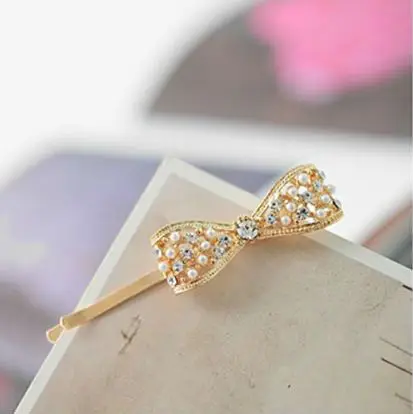 Hair Side Pins Crystal Pearl Bow Pin For Girls View Hair Side