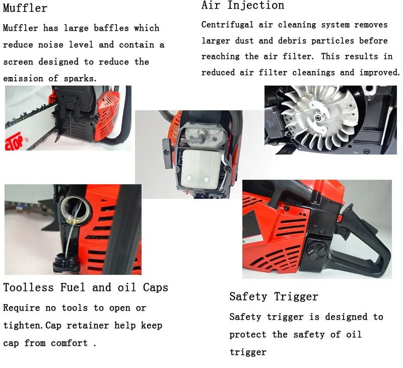 Professional Large 070 Chainsaw 105cc 4.9kw Ce Certified Chainsaw For