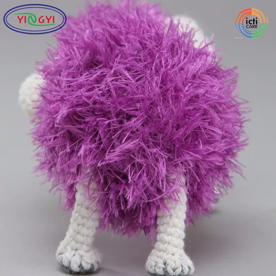 F514 Handmade Cute Soft Toy Violet Fluffy Lamb Crocheted Woolen Threads