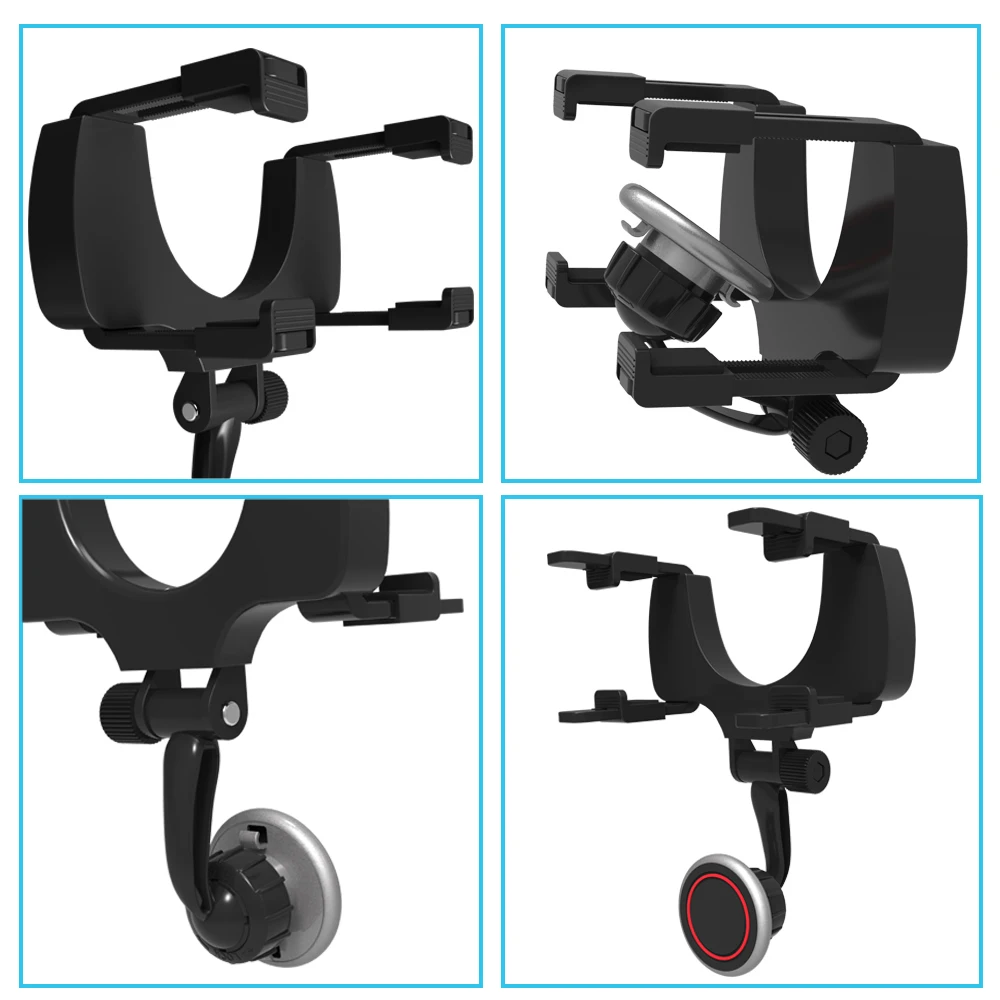 Universal Rearview Mirror Car Mount Clamp Mobile Phone Holder