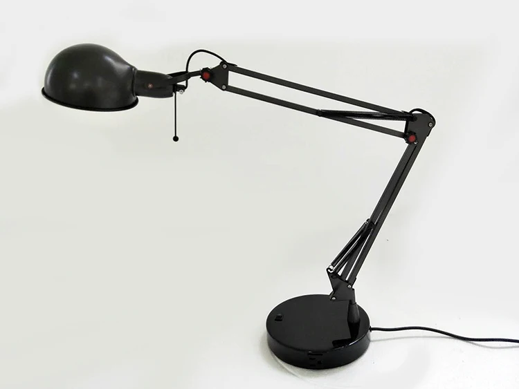 Hotel Bedside Vintage Black Metal Folding LED Desk Lamp with Mobile USB charger and Outlet