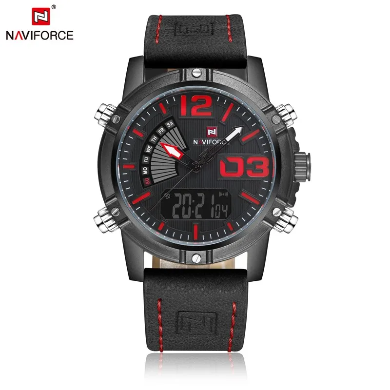 Deporte De Los Hombres Relojes NAVIFORCE 9095 Dual Display Para Hombres ...