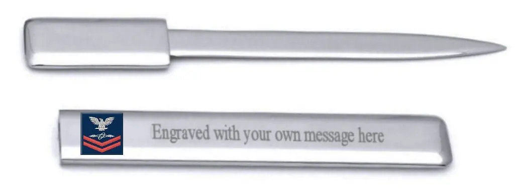 U.S Navy Red E-5 Aviation Electronics Technician AT Engraved Letter Opener