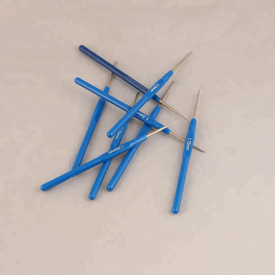 Stainless Steel Crochet Hooks Plastic Blue Handle 14cm Buy Custom