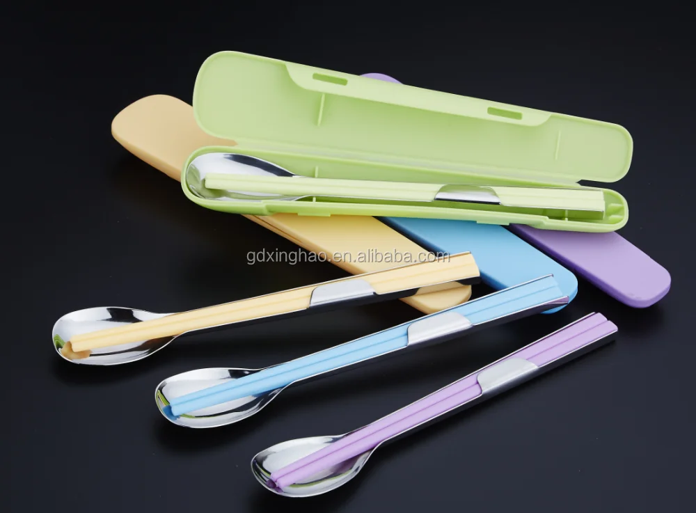 Best Selling Plastic Dinner Sets Stainless Steel Spoon and Plastic Chopsticks