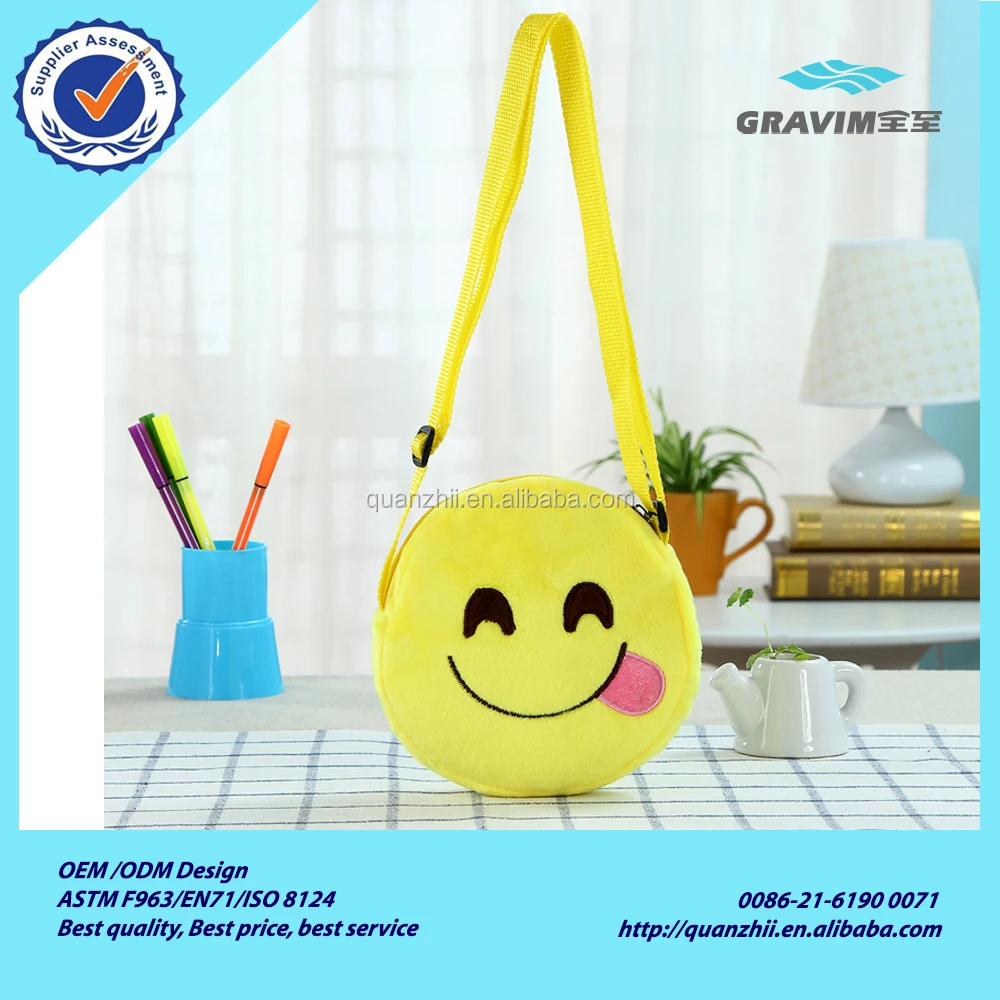 22cm ICONS EMOJI KIDS GIRLS EMOTICON SMILEY PLUSH SHOULDER BAG