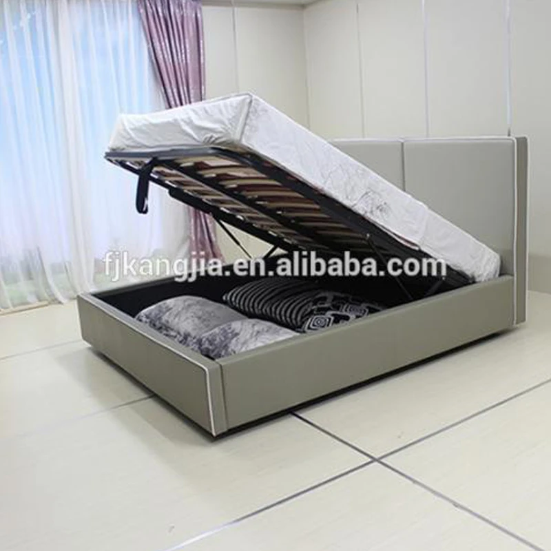 
Latest Modern PVC PU Fabric Gas Lift Up Storage Bed Home Furniture 