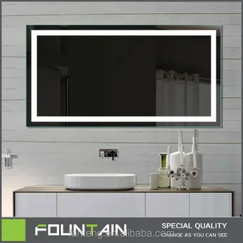 Hotel Makeup Mirror Rectangle Back Lighted Frame Less One