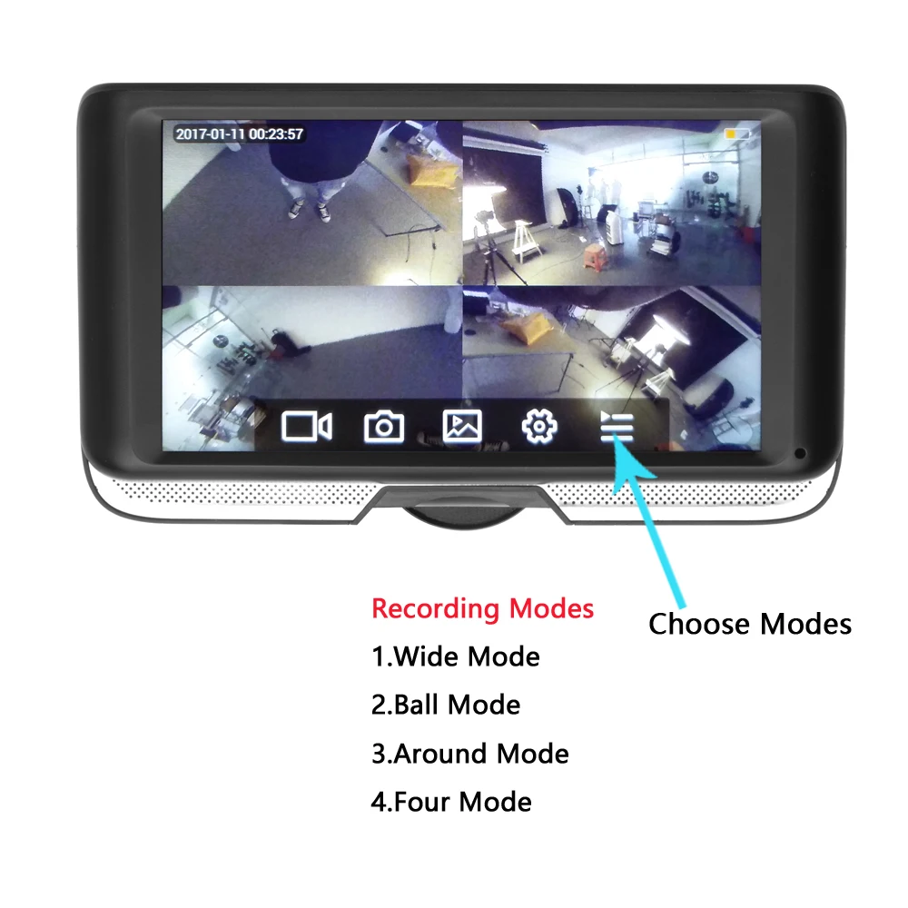 Dual Wireless Wifi Rearview Mirror Audio Recorder Support Navigation