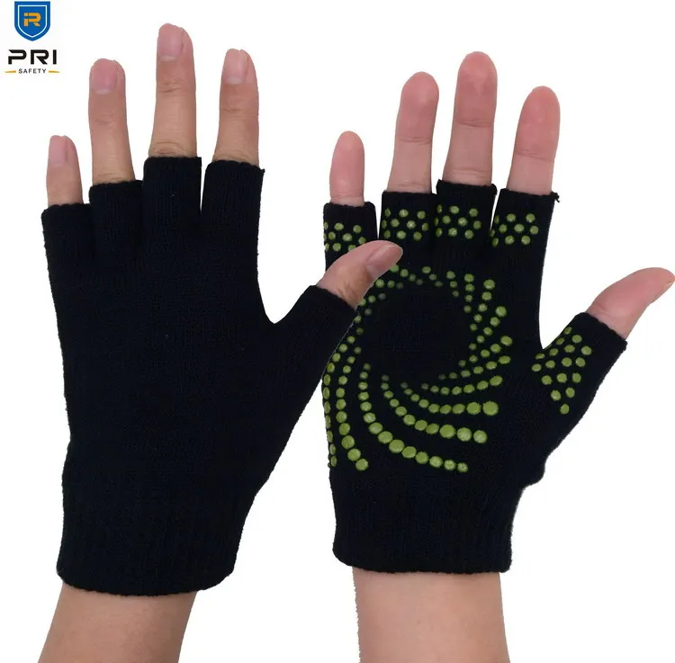 Pri Nonslip Grip With Silicone Fingerless Yoga Set Gloves For Pilates