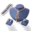 Women 4pcs Necklace Earrings Bracelet Ring Fashion Jewelry Wedding Set