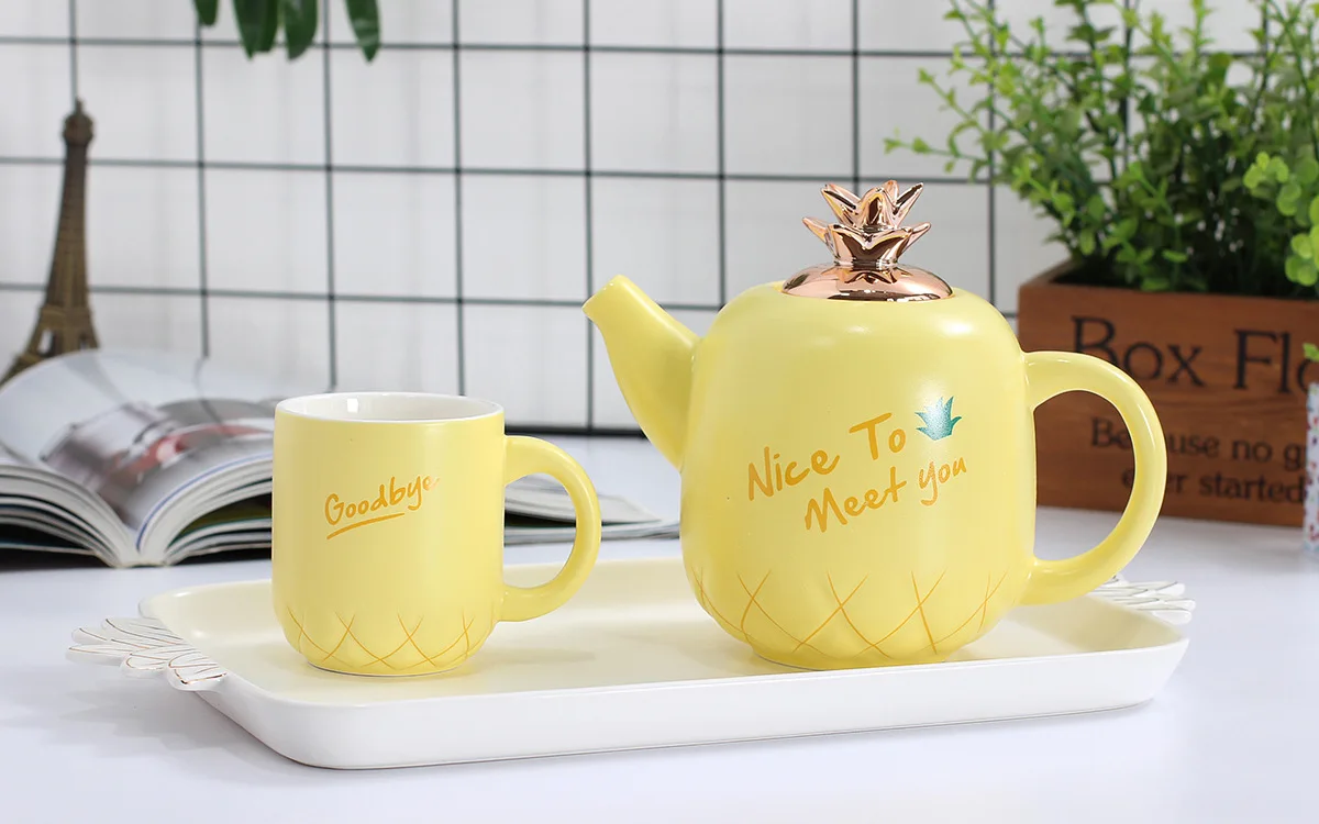 cute pineapple design ceramic tea pot