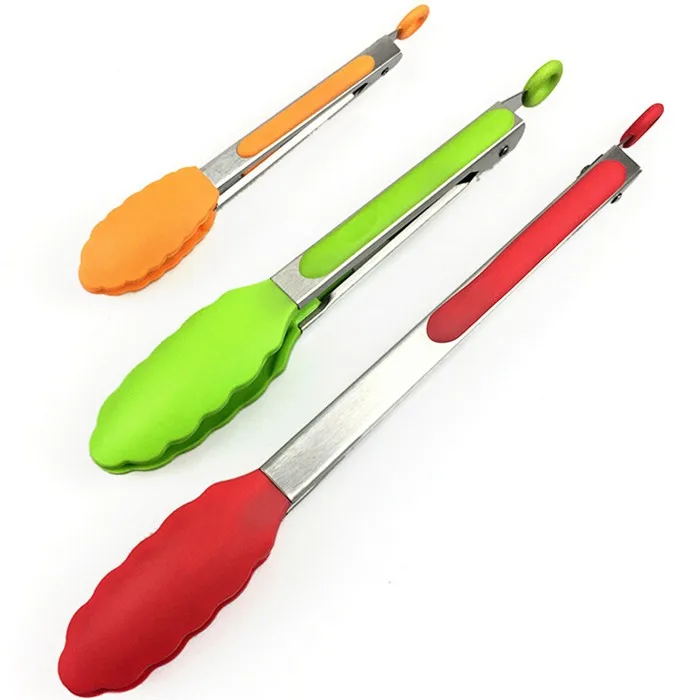 Silicone Kitchen Tongs Pack Of 3 Stainless Steel Food Tongs With ...