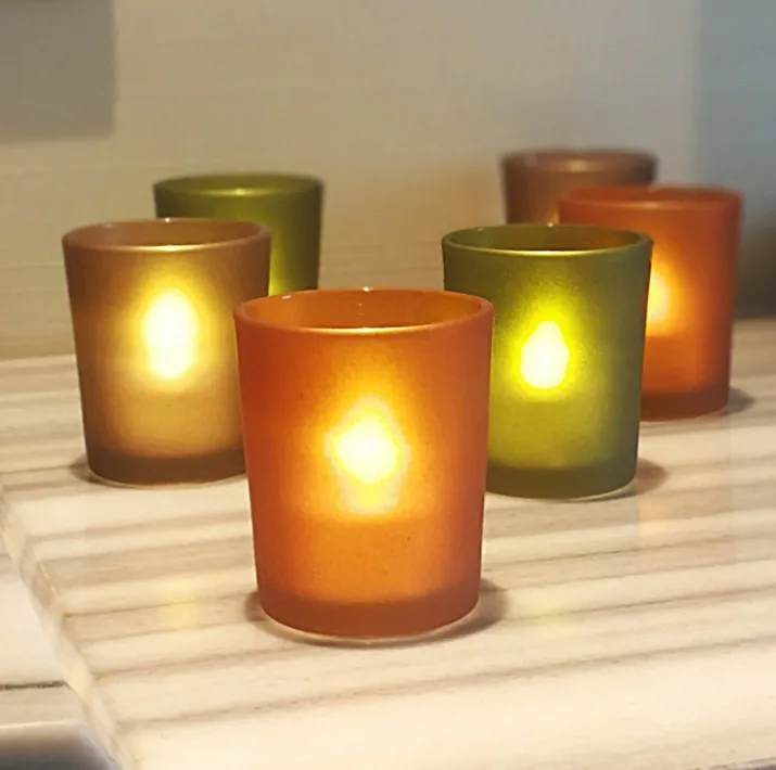 frosted glass candle holder cup for votive candle and tealight