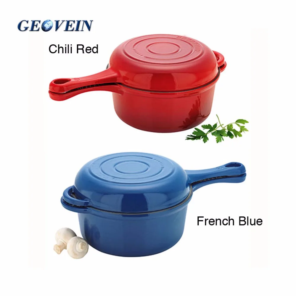 Enameled Double Use Pan Jual Cetakan Pot Bunga  Cast Iron 