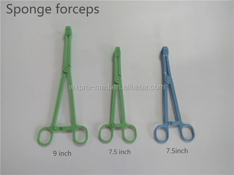 Disposable 7.5" Or 9" Green Plastic Medical Forceps Sponge Holder