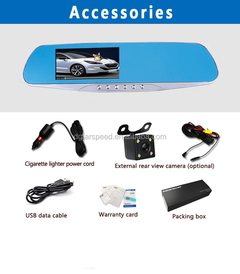 170 Degree Wideangle Automatic Rear View Rearview Mirror Navigation With Nightvision Fill