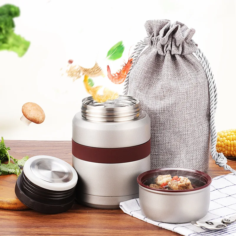 Stainless Steel Double Wall Thermos Hot Food Flask Jar With Spoon