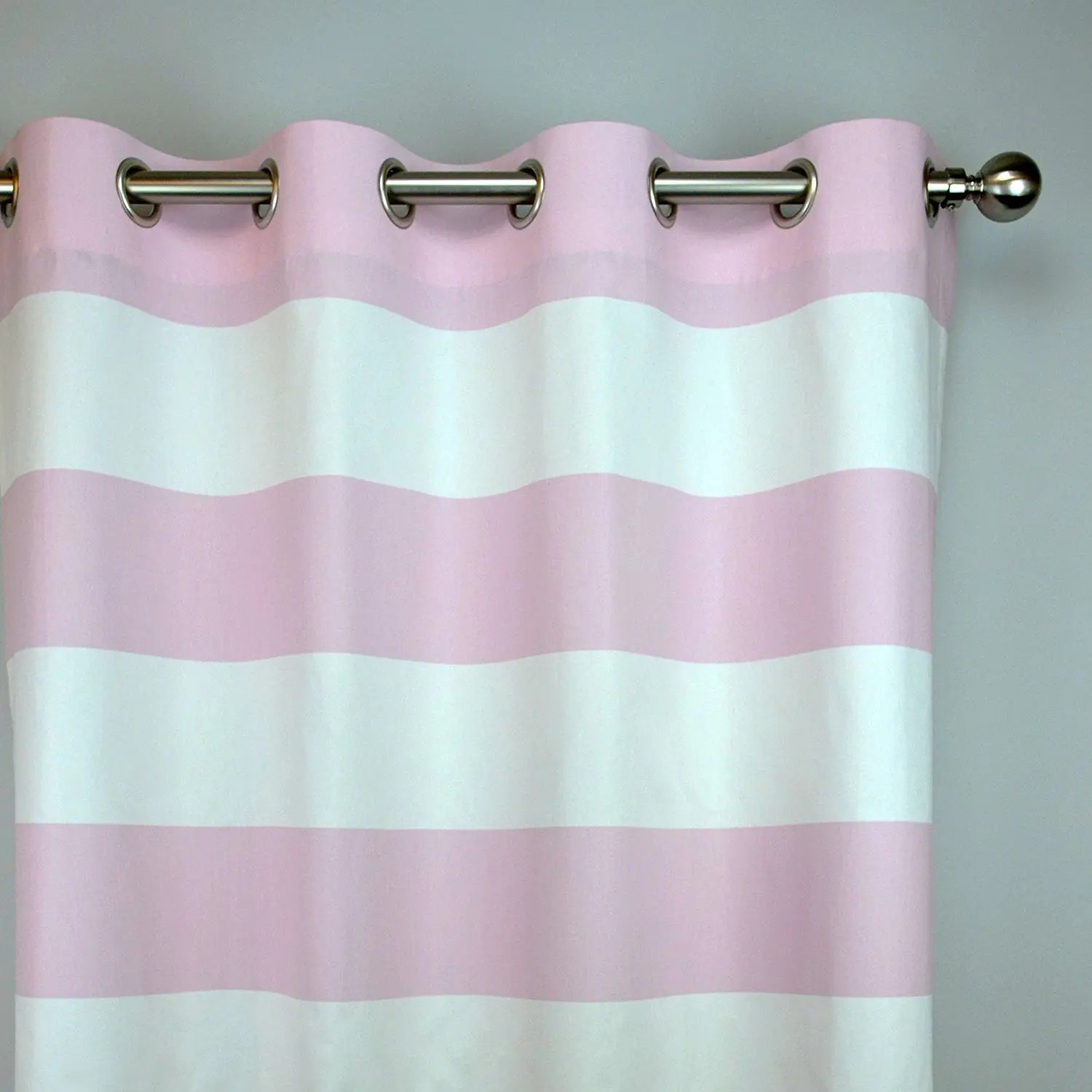 Buy Light Pink White Horizontal Stripe Curtain With Grommets And