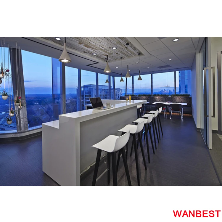 Marble Simple White L Shape Home Bar Table Restaurant Cafe Cashier