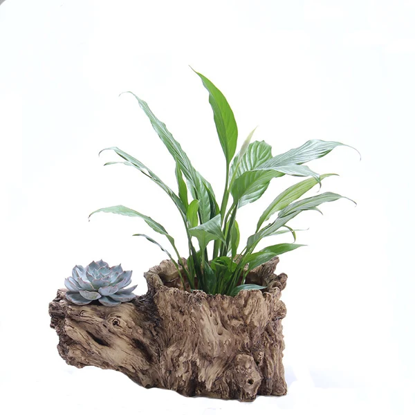 Retail garden decorative polyresin Plastic Planter, Competitive Pinetree Shape Small garden Plantpot, Mini succulent flower pot