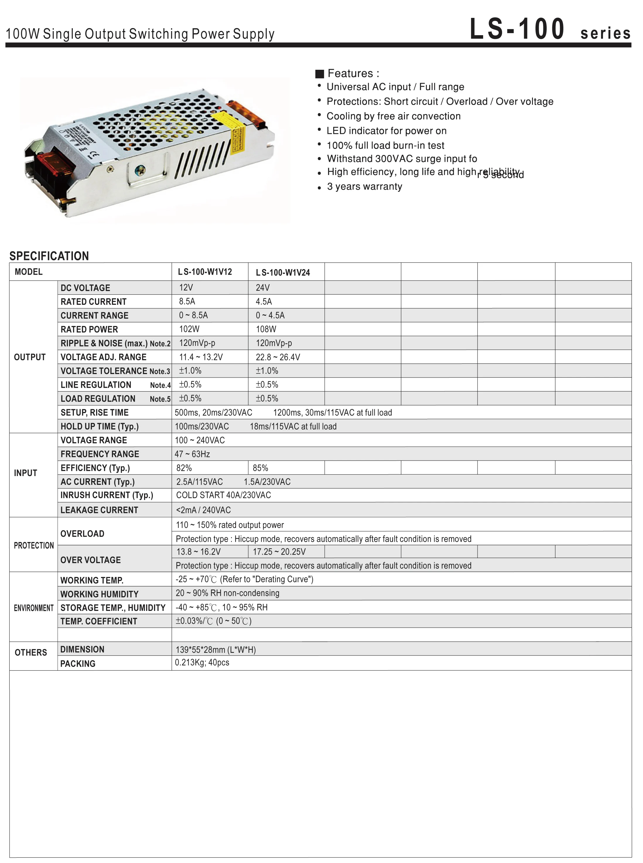 high quality 60W switching LED power supply driver