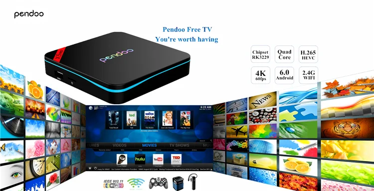 2019 newest android tv box pendoo x5 pro pre-installled kdplayer