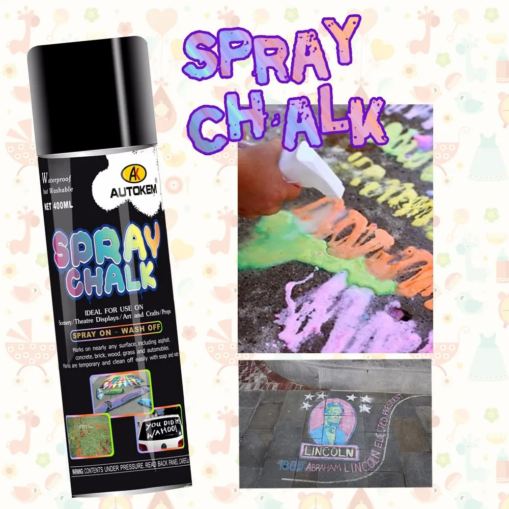 Multicolor Waterbased Harmless Washable Spray Chalk Temporary Acrylic